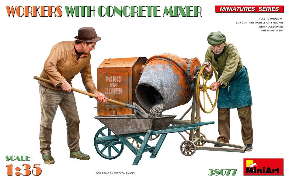 Workers With Concrete Mixer Kit – Miniart 1:35