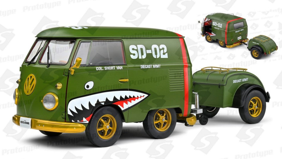 Volkswagen T1 Van Kool Combi With Trailer 1950 verde 1:18 – Solido