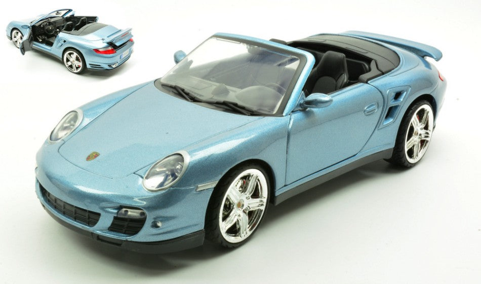 Porsche 911 Turbo Cabrio 2008 Metallic Light Blue – MotorMax 1:18