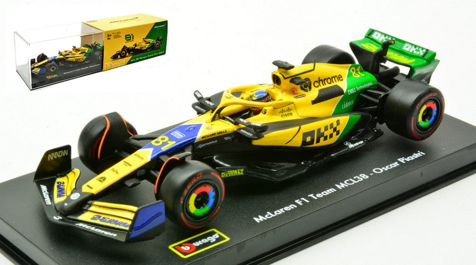 Mclaren Mcl 38 N.81 2nd Monaco GP 2024 O.PIASTRI-SENNA 30th Signat. – Burago 1:43