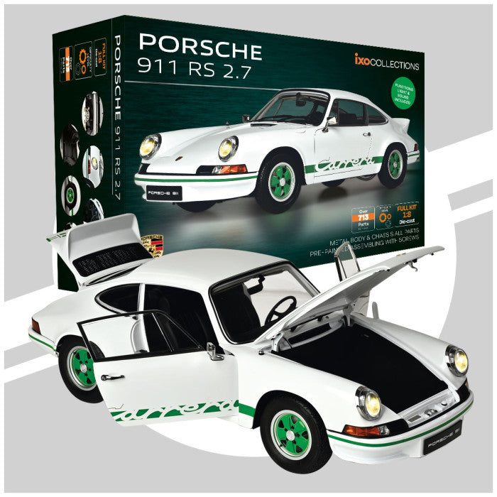Porsche 911 Rs 2.7 White Metal Kit SOUNDS/LIGHTS/OPENINGS-713 Parts – Ixo Model 1:8