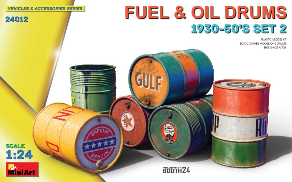 Fuel & Oil Drums 1930-50’s Set 2 Kit – Miniart 1:24