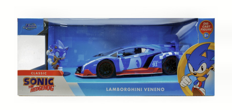 Lamborghini Veneno 2009 "sonic The Hedgehog" Blue + Figure – Jada Toys 1:24