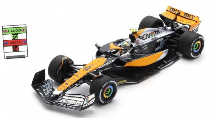 Mc Laren N.4 2nd British GP 2023 Lando Norris With Pit Board – Spark Model 1:18