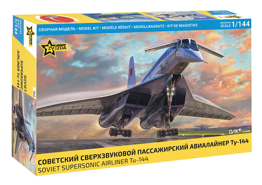 TU-144 Supersonic Civilian Aircraft Kit – Zvezda 1:144