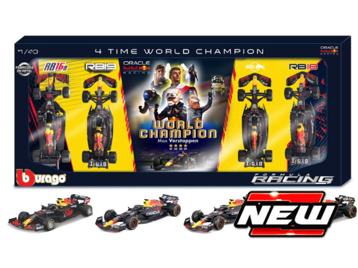 Red Bull Set 4 X F1 World Champion M.VERSTAPPEN 2021-2022-2023-2024 – Burago 1:43