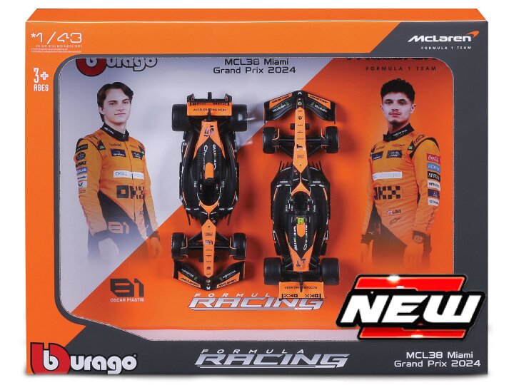 Mc Laren MCL38 Set N.4 L.NORRIS + N.81 O.PIASTRI 2024 – Burago 1:43