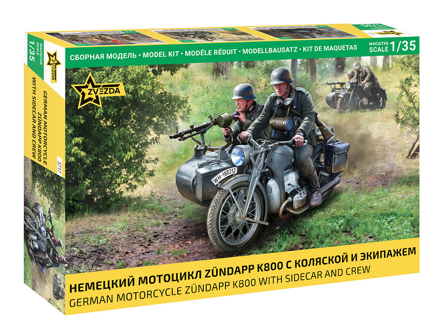 Zundapp K800 Motorcycle W/sidecar And Crew Kit – Zvezda 1:35