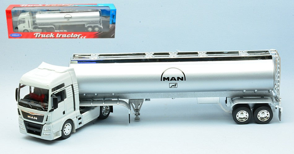 Man Tgx Xxl Tractor Cream W/silver Oil Tanker – Welly 1:32