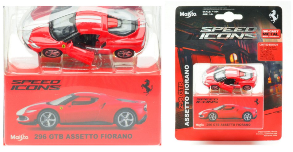 Ferrari 296Gtb Assetto Fiorano rosso Speed Icons 1:64 – Maisto