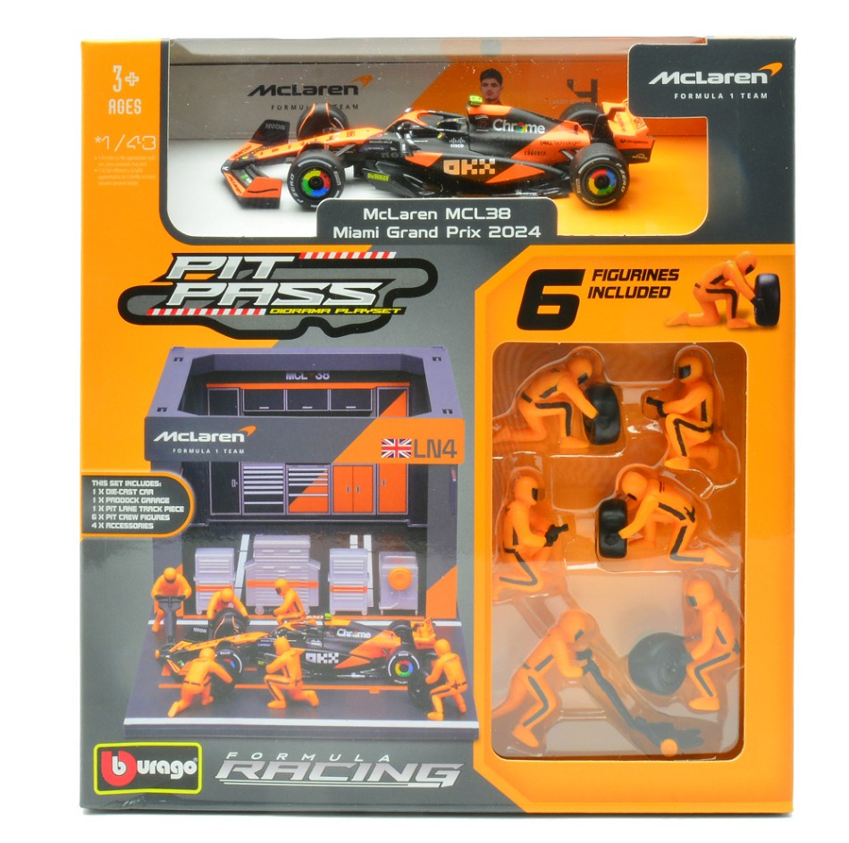 Pit Stop Set Mc Laren Mcl 38 N.4 Lando Norris 2024 – Burago 1:43