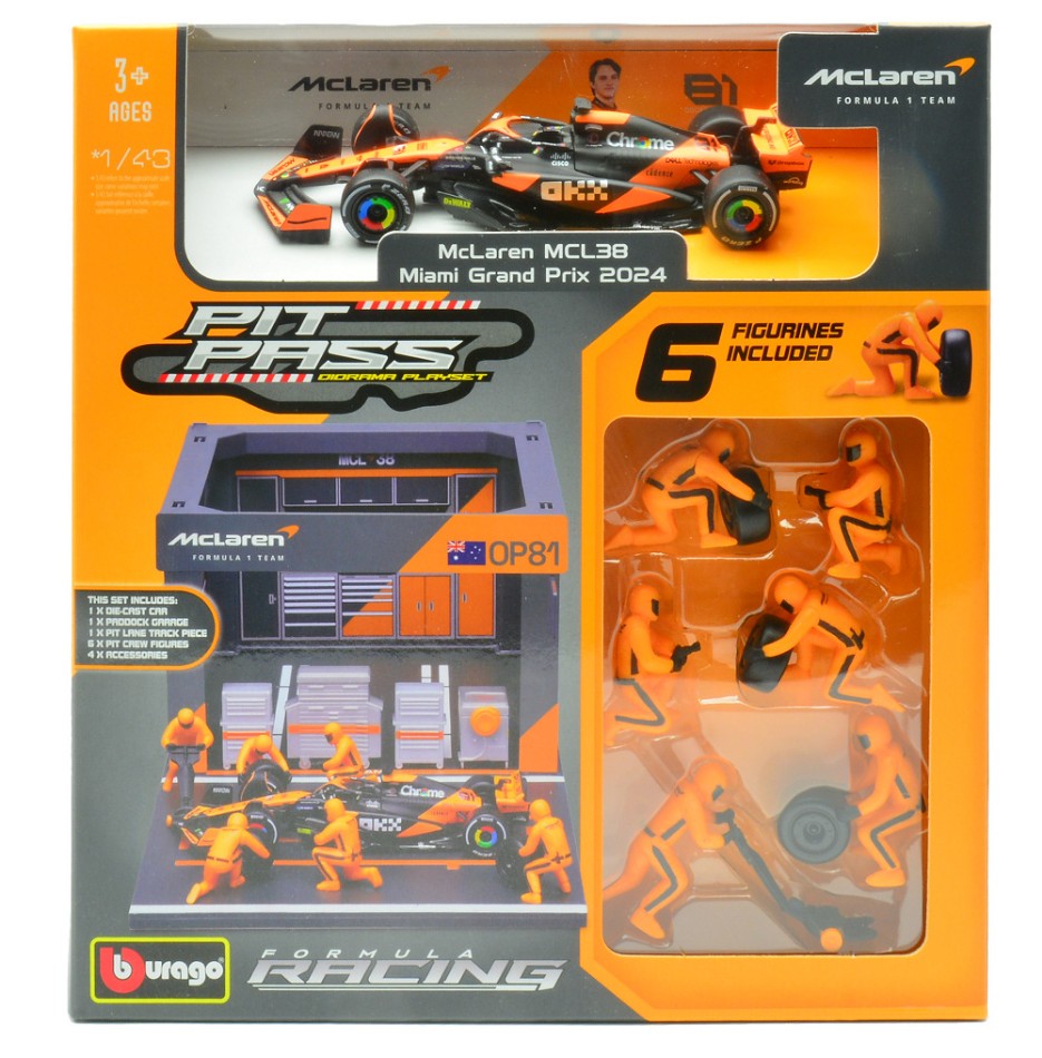 Pit Stop Set Mc Laren MCL38 N.81 Oscar Piastri 2024 – Burago 1:43