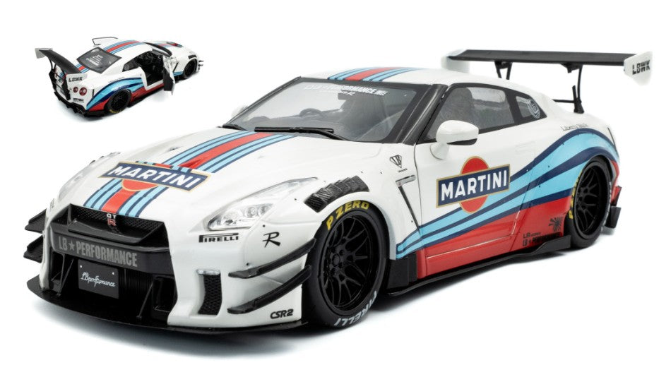 Nissan GT-R (R35) W/ Liberty Walk Body Kit 2.0 M 2024 Martini 1:18 – Solido