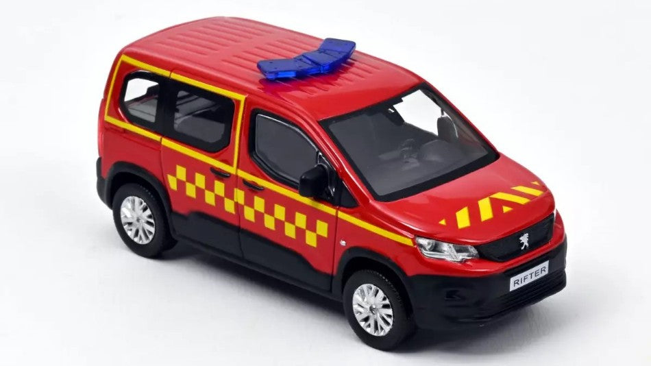 Peugeot Rifter 2019 "pompiers" With Side Square Yellow Deco – Norev 1:43