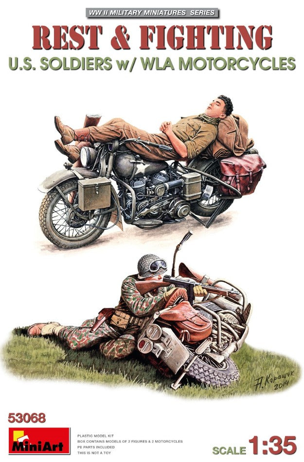 Rest & Fighting U.S. Soldiers W/wla Motorcycles Kit – Miniart 1:35