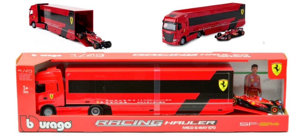 Iveco S Way 570 Racing Transporter W/ Ferrari SF-24 N.16 C.LECLERC – Burago 1:43