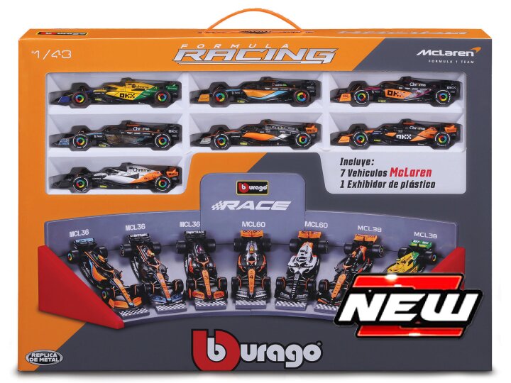Mclaren F1 Set: 2022-2023-7 Models Various GP And Drivers – Burago 1:43