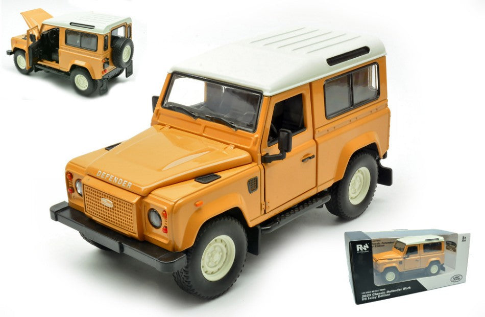Land Rover Defender Work V8 Islay Edition 2023 Sand/white Roof – RE.EL.Toys 1:24