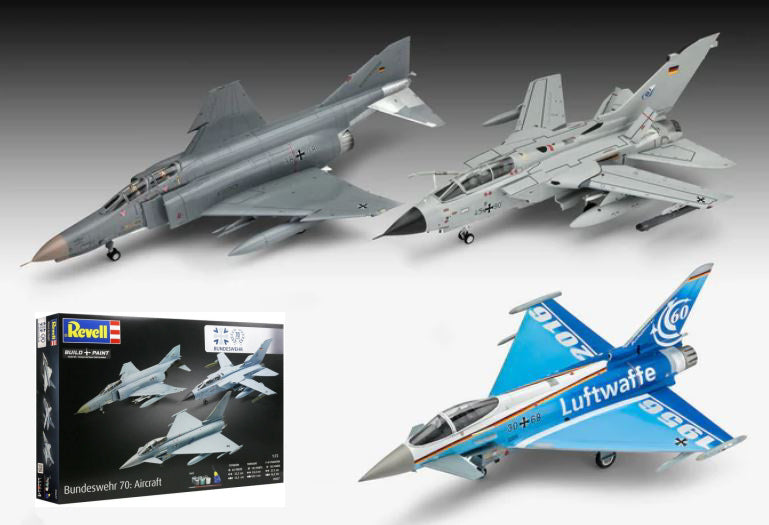 Gift Set 70 Years Bundeswehr Tiphoon, Phantom, Tornado Kit – Revell 1:72