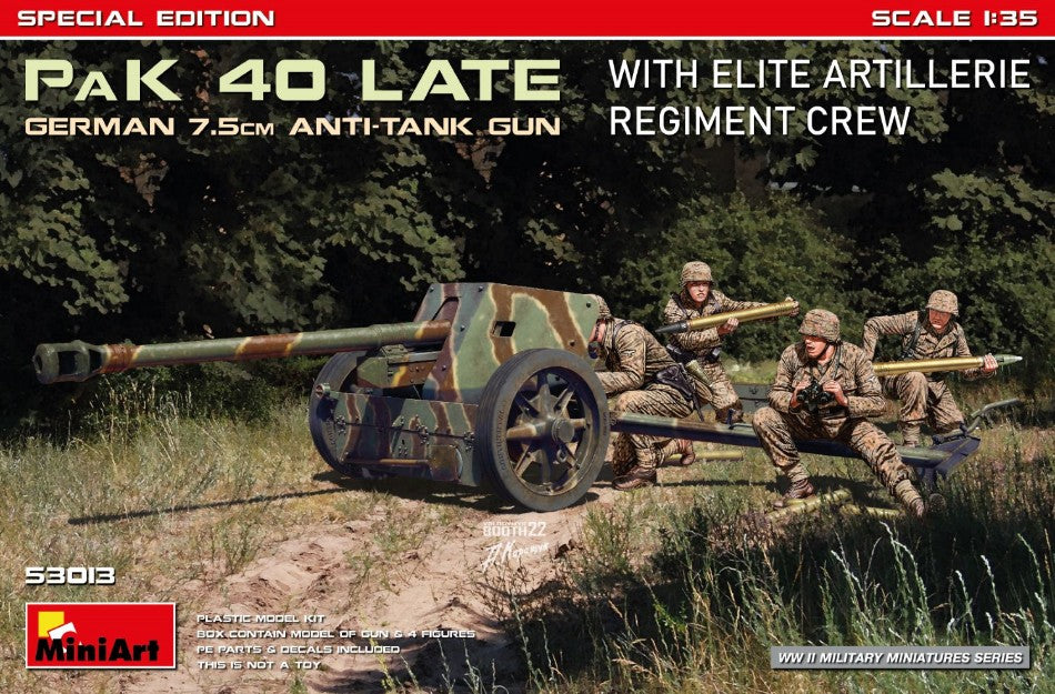 German 7,5 Cm Pak 40 Late W/elite Artillerie Regiment Crew Spec Kit – Miniart 1:35