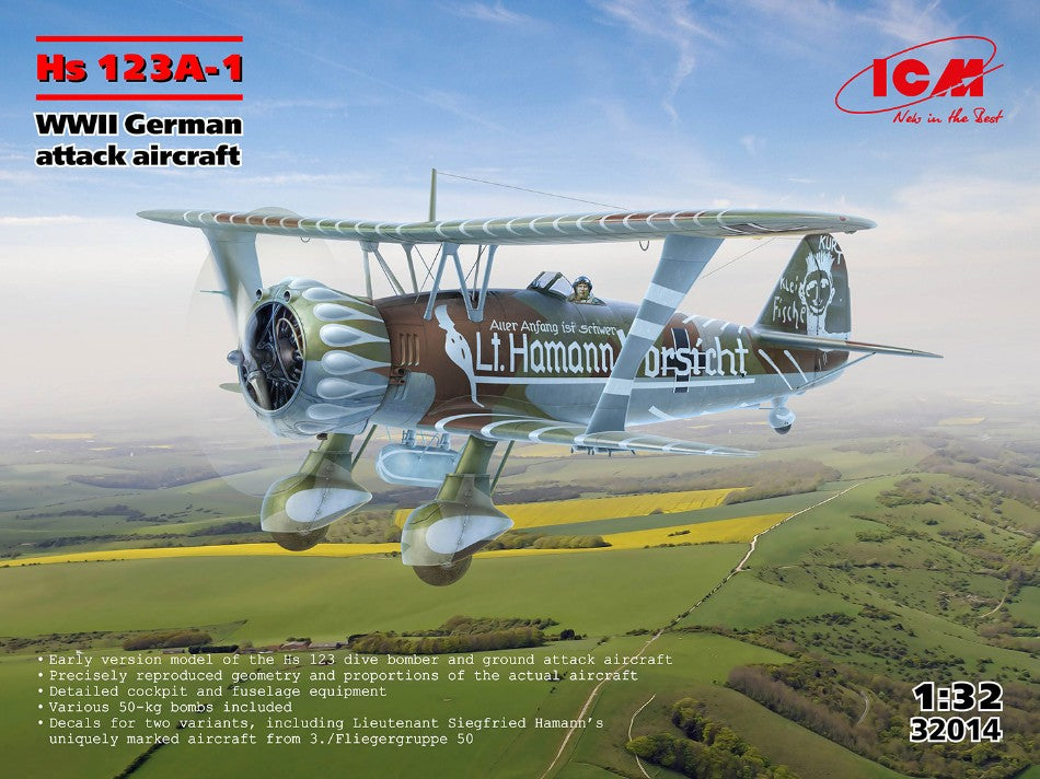 Hs 123A-1 WWII German Attack Aircraft Kit – ICM 1:32