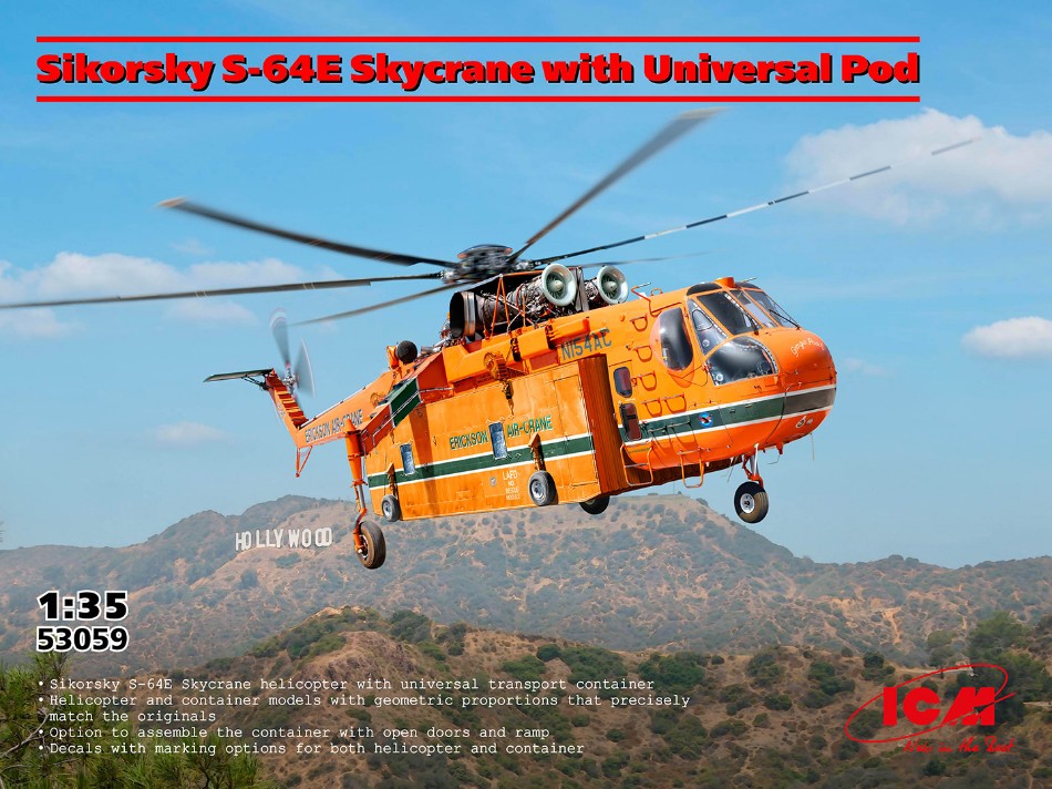 Sikorsky S-64E Skycrane W/universal Pod Kit – ICM 1:35