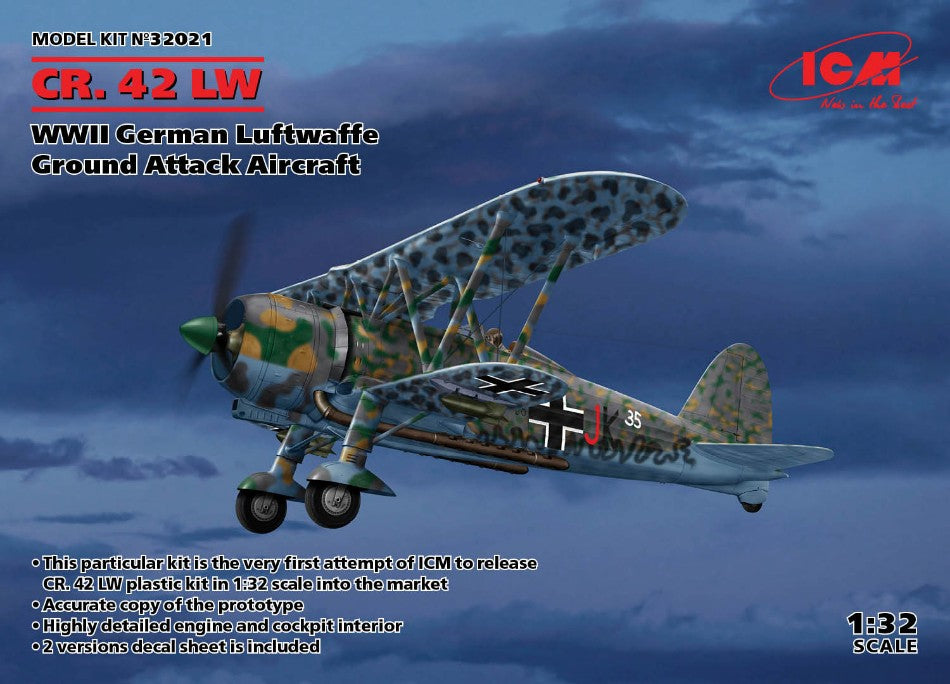 CR.42 Lw WWII German Luftwaffe Ground Attack Aircraft Kit – ICM 1:32