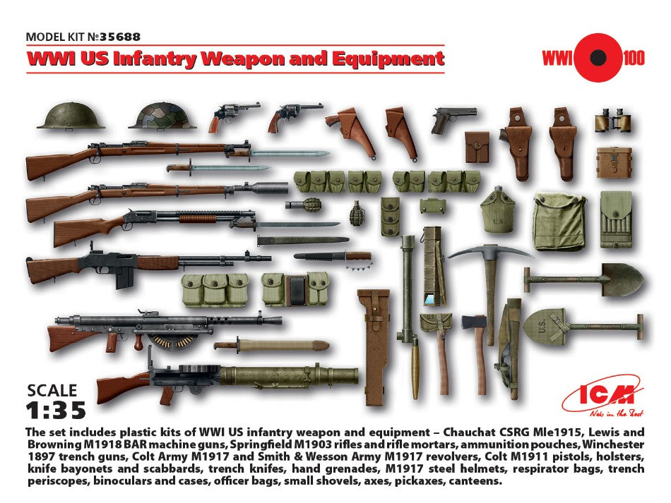 Wwi US Infantry Weapon And Equipment Kit – ICM 1:35