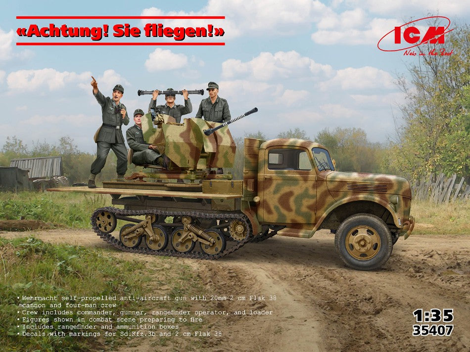 Achtung Sie Fliegen Sd.Kfz.3b With 2 Cm Flak 38 And Crew Kit – ICM 1:35