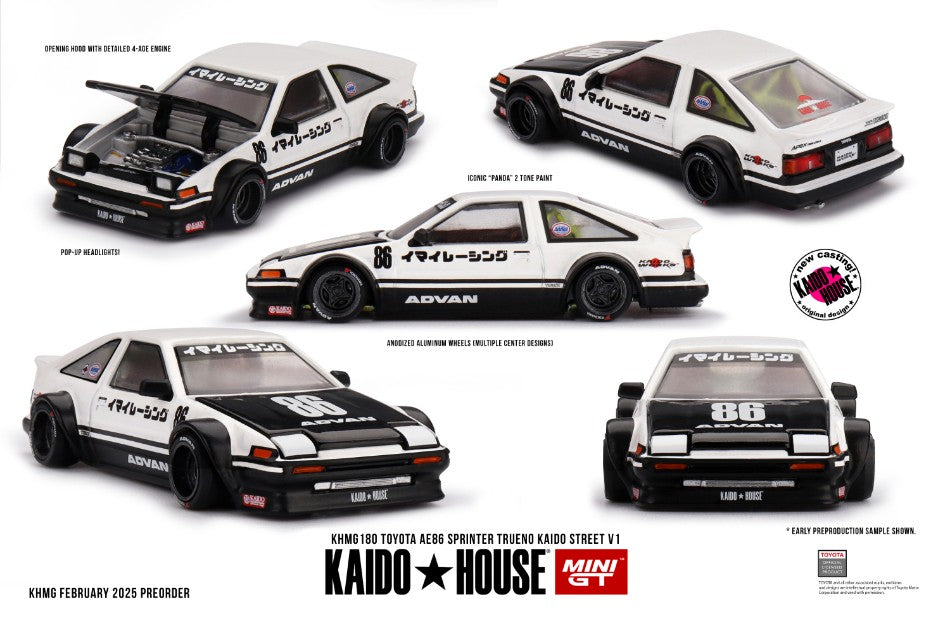 Toyota Sprinter Trueno (AE86) Kaido Works Imai Racing V1 1983 – Mini GT 1:64