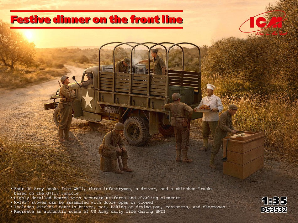 Festive Dinner On The Front Line WWII US Army Kitchen Truck Kit – ICM 1:35