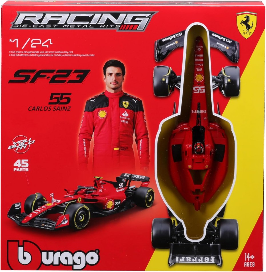 Ferrari SF-23 N.55 Carlos Sainz F1 2023 With Helmet Kit – Burago 1:24