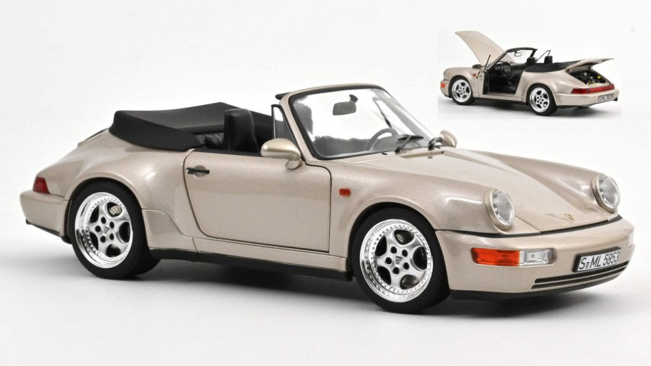 Porsche 911 Turbo Look Cabriolet 1992 argento Metallic 1:18 – Norev