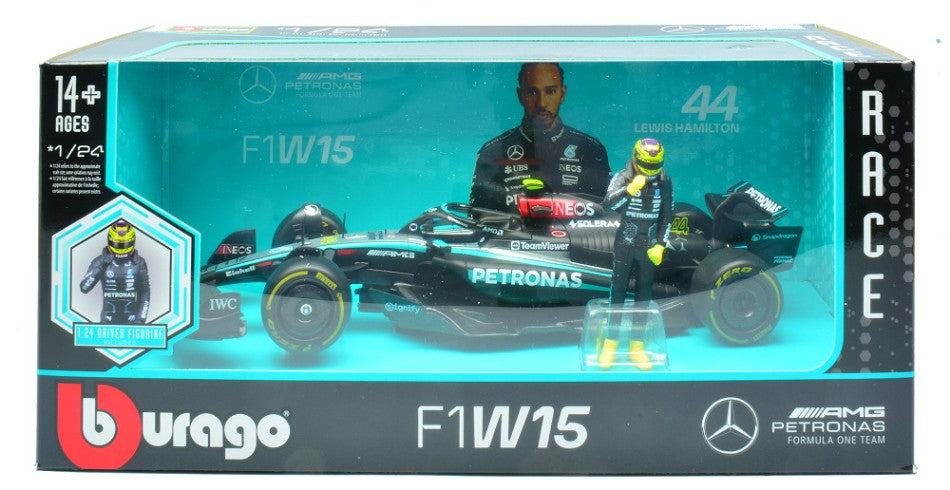 Mercedes AMG W15 N.44 2024 Lewis Hamilton With Figure – Bburago 1:24