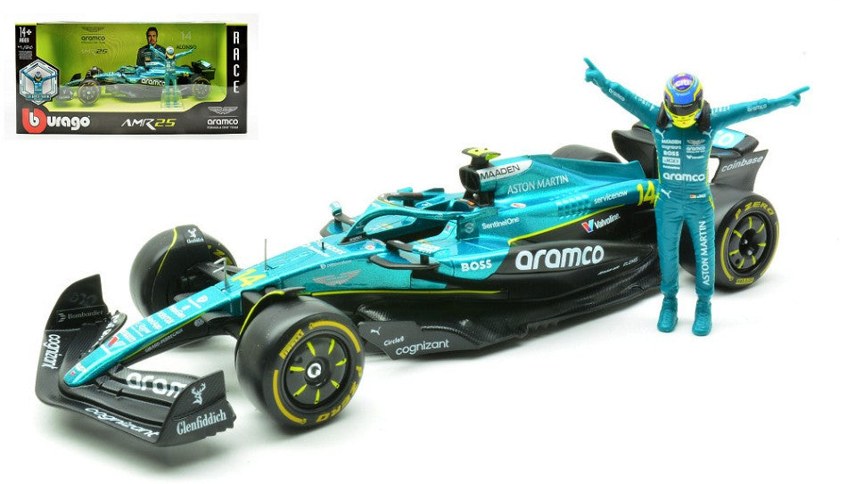 Aston Martin Amr 25 N.14 2025 Fernando Alonso With Figure – Burago 1:24