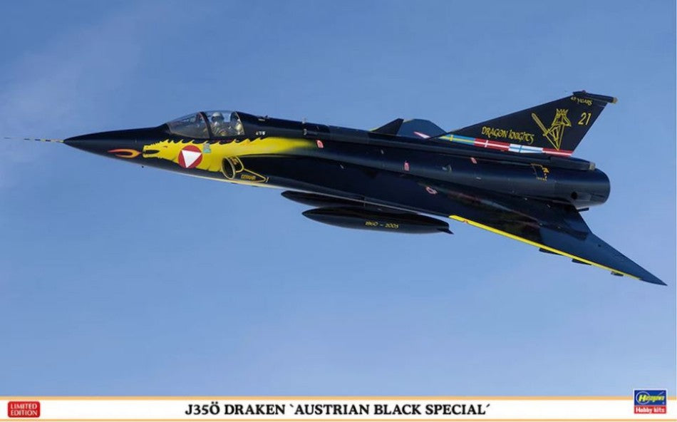 J35O Draken Austrian Black Special Kit – Hasegawa 1:48