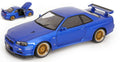 Nissan Skyline Gt-r R34 V-spec Ii Bbs Rims 2001 Metallic Blue – KK Scale 1:12