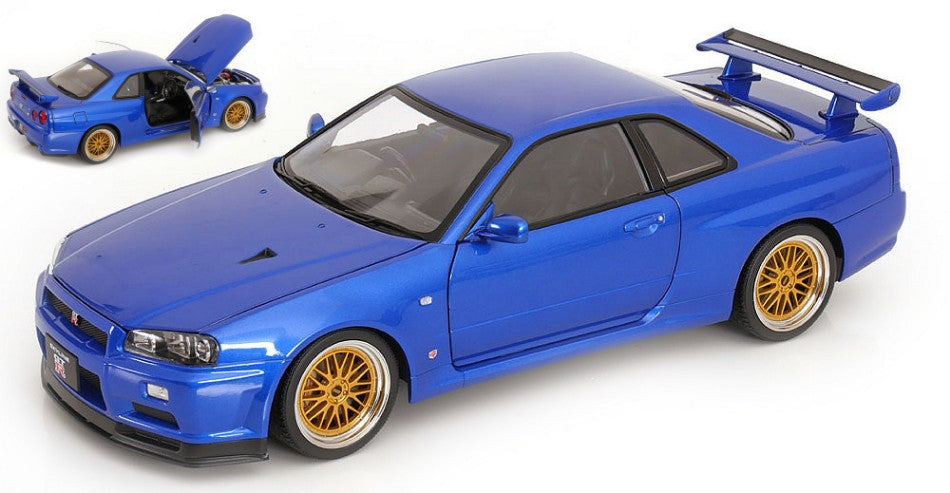 Nissan Skyline Gt-r R34 V-spec Ii Bbs Rims 2001 Metallic Blue – KK Scale 1:12
