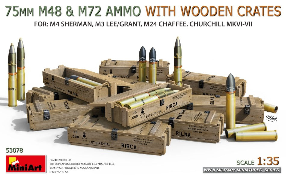 75 Mm M48 & M72 Ammo W/wooden Crates Kit – Miniart 1:35